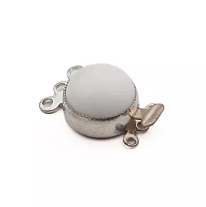 Vintage 3 strand necklace clasp white glass cabochon Czech - Picture 1 of 3