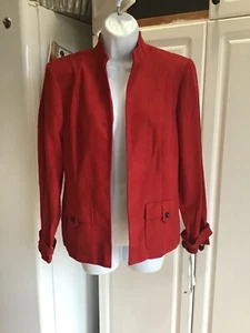 New Women’s Perceptions Open Front Blazer/Coat Size 10 Red Lightweight - Picture 1 of 8