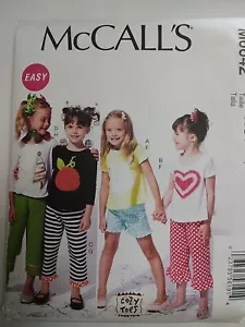 Shorts Pants Tops Girls 2 3 4 5 McCalls M6642 Sewing Pattern Summer Knit CUT - Picture 1 of 9