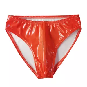 Men's Shiny Metallic Cheeky Underwear Latex Performance Trunks Underpants Briefs - Picture 1 of 28