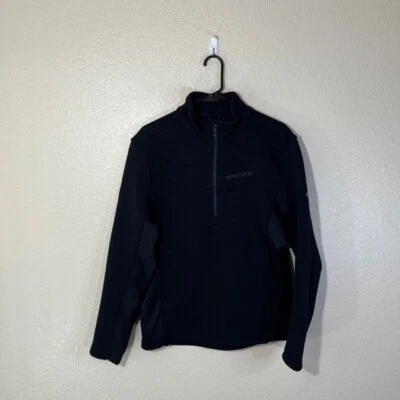 Spyder Sweater Mens Small Encore 1/2 Zip Knit Logo Pullover Black - Image 1 of 4