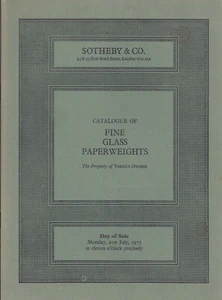 SOTHEBY’S LONDON Fine Glass Paperweights Bohemian Millefiori Flower Catalog 1975 - Bild 1 von 1