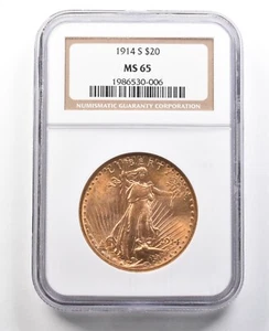 1914-S $20 Saint Gaudens Gold Double Eagle MS65 NGC *4540 - Picture 1 of 3