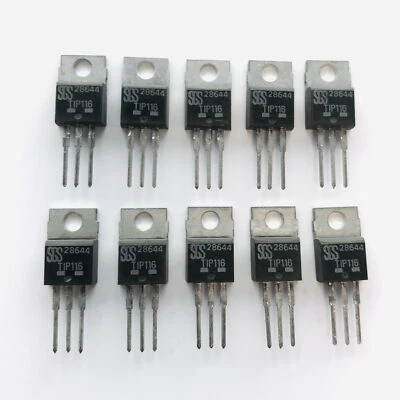 (PKG of 10) TIP116 PNP Darlington Transistor, -2A, -80V, SGS, TO-220 - Image 1 of 2
