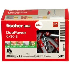 Fischer DuoPower 6 x 30 S, Universaldübel mit Fischer Senkkopfschraube 4,5x40 - Bild 1 von 7