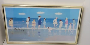 Signierter DICK LABONTE Limited Edition People at the beach Passepartout gerahmter Kunstdruck - Bild 1 von 6
