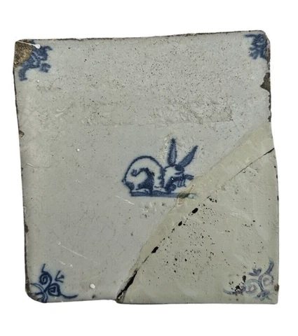 17th/18th c Antique Dutch Delft Faience Wall Tile - Buny Cover
