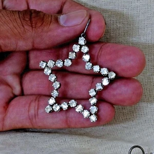 Colgante con dije de estrella de diamantes Polki de plata 925 corte rosa natural joyería de diamantes nuevo - Imagen 1 de 9