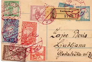 ESLOVENIA 1920 - ROMPECADENAS - POSTAL DE CANCELACIÓN ROJA REGISTRADA MEJORADA - Imagen 1 de 1