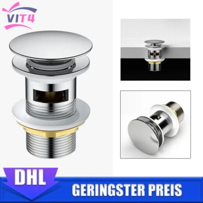 Ablaufgarnitur Pop Up Ablaufventil Waschbecken Push-Open Ventil Abflussgarnitur - Bild 1 von 4