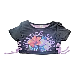 Justice Girl Rash Guard Black Floral  Swimsuit Size (XP/TP) (5-6) new w/out Tags - Picture 1 of 5