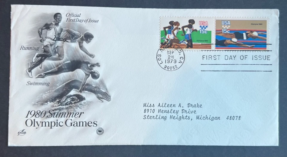 SUMMER OLYMPICS SEP 28 1979 LOS ANGELES CA ARTCRAFT FIRST DAY COVER (FDC) - Image 1 of 1