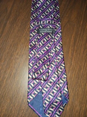 Corbata STEFFANO RICCI Courtoue Hecha a Mano en Italia Lavanda Profunda Rayas Seda Cuello Foto 1 de 3