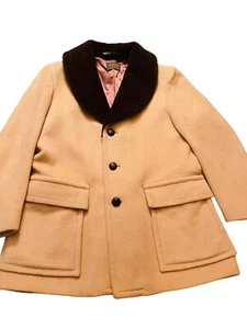 Vintage Herren Sir PENDLETON Wolle Camel Auto Mantel Jacke Schalkragen Satinfutter - Bild 1 von 12