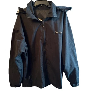 Seattle Jacke/ Windbreaker Souvenir. Größe XL schwarz.mit Kapuze. - Bild 1 von 8