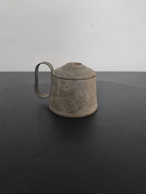 Lámpara de mano antigua doble quemador de aceite de ballena de estaño Foto 1 de 4