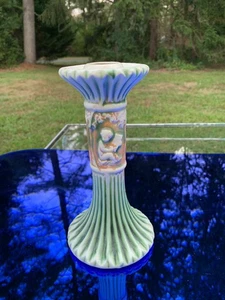 Roseville Donatello 1916 Art Pottery Green Ceramic 8" Candle Holder Cherubs NICE - Picture 1 of 23