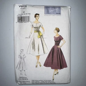 Vogue 9105 V9105 Vintage 1954 Dress Sewing Pattern Reprint Sz 14-22 Uncut FF - Picture 1 of 5