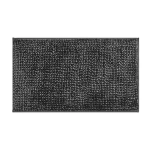 Butter Chenille Non-Slip Charcoal Gray 20 In. X 34 In. Polyester Bath Mat - Picture 1 of 8