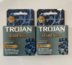 Trojan Bareskin 50% Thinner Lubricated Latex Condoms 3 Count - Picture 1 of 2