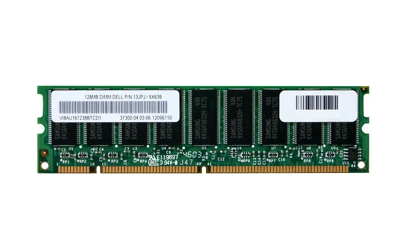 Dell  128MB PC100 100MHz ECC Unbuffered CL2 168-Pin DIMM ( 13JPJ 5X639 ) REF - Image 1 of 1