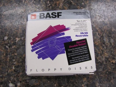 NUEVO -BASF Caja de 10 Disquetes Reversibles 5.25" 2S/2D- Caja Abierta Foto 1 de 4