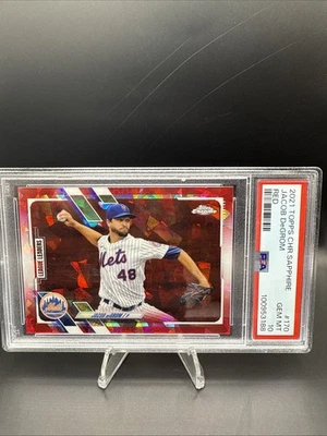 2021 Topps Chrome Sapphire Jacob DeGrom /5 PSA 10 - Image 1 of 4