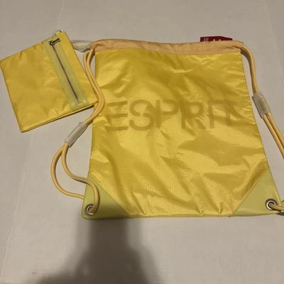 ESPRIT Throw-back 90's Style Yellow Logo Back-pack & Pouch Drawstring NWT - Image 1 of 4
