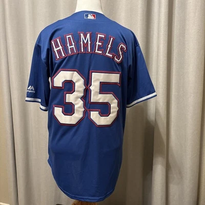 CAMISETA AZUL COLE HAMELS TEXAS RANGERS MLB AUTÉNTICA MAJESTUOSA #35 TALLA MEDIANA Foto 1 de 4