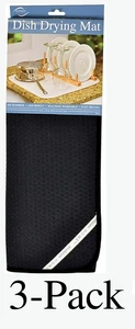 Envision Home Microfiber Dish Drying Mat, 16 x 18 Inches - Black (3-Pack) - Picture 1 of 2