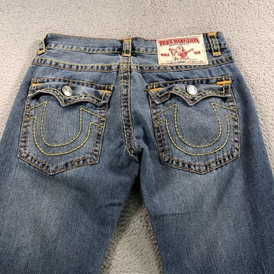 Pantalones de mezclilla True Religion de colección para hombre 34x31 azules Billy Supper T puntada gruesa solapa Y2K EE. UU. Foto 1 de 4