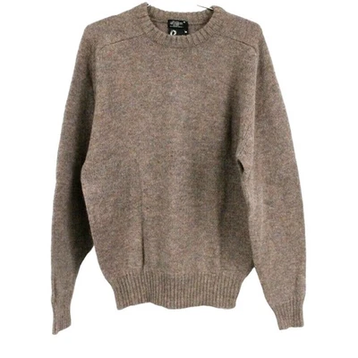 Suéter Panache EE. UU. De Colección Años 70 Para Hombres Taupe Lana Shetland Cuello Redondo Nuevo Con Etiquetas Talla M Foto 1 de 4