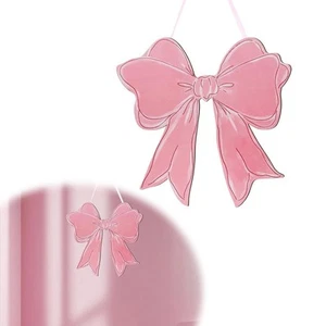 Rosa Schleife Holz Hängeschild Wanddeko Plakette Wandbild Bowknot A8Q7 B8C3 I Z8N3 - Bild 1 von 11