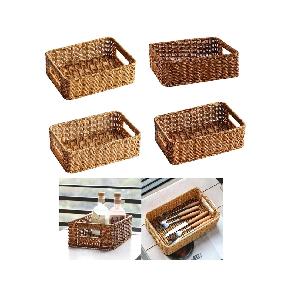 Woven Baskets for Storage Serving Tray Picnic Basket Storage Bread Plate Hand - Image 1 of 1