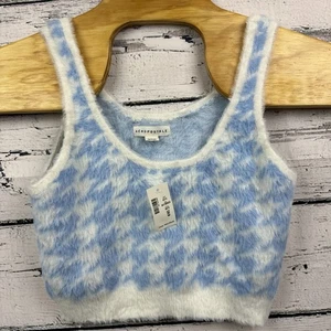 Canotta Aeropostale Fuzzy con pied de poule ritagliata - Blu e Bianco - [Taglia Media] - Foto 1 di 10