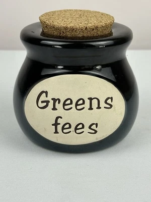 Fun Golf Themed Pottery "Greens Fees" Jar with Cork - Image 1 of 4