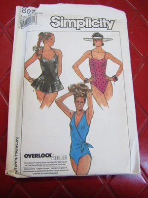 UNCUT Simplicity WOMAN'S SWIMSUITS In THREE STYLES Sewing PATTERN #8071 - 1980's - Image 1 of 2