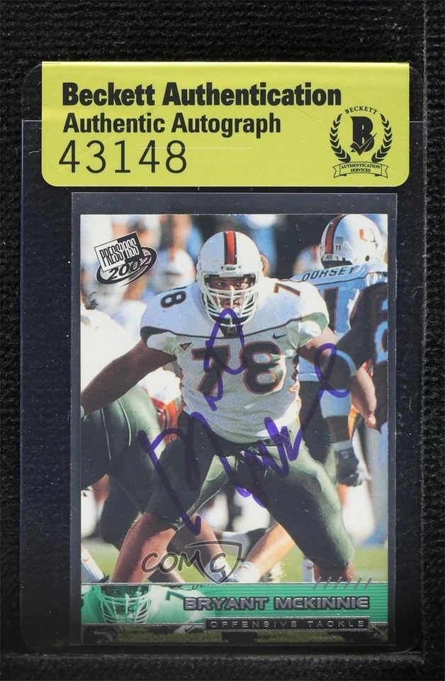 BAS 2002 Press Pass Bryant McKinnie #34 Authentic Auto Rookie RC - Image 1 of 2