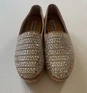 Steve Madden Womens Size 8.5 “PROUD” Leather Suede Rhinestone Espadrilles Boho - Picture 1 of 7