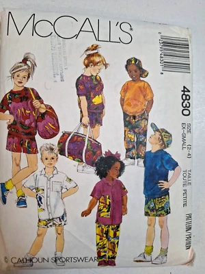 Shorts Pants Shirt Bag Hat Girls Boys XS 2 4 McCalls 4830 Sewing Pattern Cut - Image 1 of 4