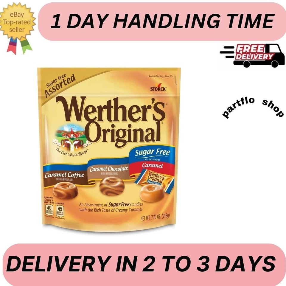 Werthers Original Café Caramelo Duro Sin Azúcar, Caramelo 7.7Oz, Paquete de 2. Foto 1 de 1