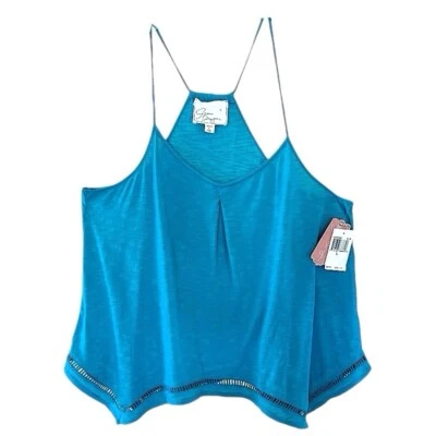 $46 Green Dragon Cool Off Tank Large Blue Cutout Hem Insert Sharkbite Hem NWT - Image 1 of 4