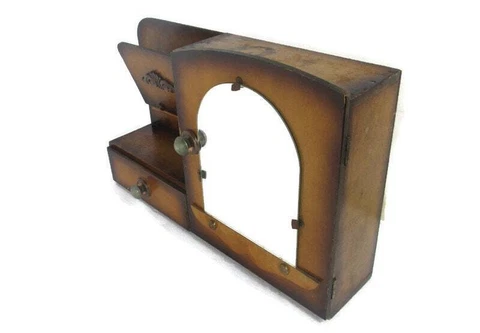 Art Deco Kitchen Apothecary Medicine Wall Bathroom Cabinet Wood Letter holder Cover