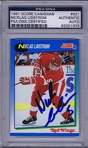 NICKLAS LIDSTROM Signed 1991 SCORE ROOKIE CARD #621 PSA/DNA AUTO - Picture 1 of 1