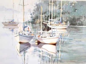 Nautical Boar Art Print Framed 94cm Marina Coastal Wall Artwork - Picture 1 of 11