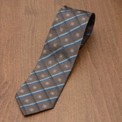 Corbata delgada vintage rara Celine Paris logotipo monograma 100% seda hecha en España marrón Foto 1 de 4