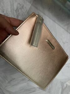 MICHAEL KORS Iridescent Rose Gold Tasseled Flat Zip Pouch 5.5”8” PU leather