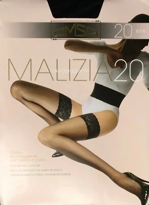 Raffinierte Halterlose Strümpfe Elegante Silicon Spitzenabschluss 20DEN OMSA Neu - Bild 1 von 3