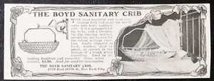 Antique c1900s BOYD SANITARY CRIB Hanging Baby Bed Basket Vtg Victorian Print Ad - Picture 1 of 1