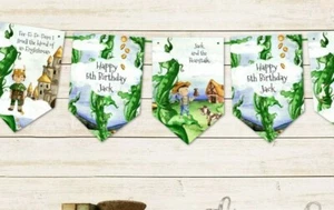 Personalised Jack & The Beanstalk Fairy Tale Party Bunting/Banner & Ribbon - Picture 1 of 3